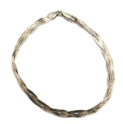 Vintage Italian Sterling Silver Twisted Herringbone Bracelet