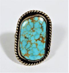 Vintage Sterling Silver Southwestern Native American Turquoise Ring Size 6.5 (as/is)