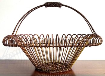 A Large, Antique Wrought Iron Floral Display Basket