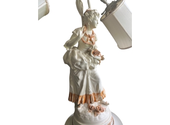 Victorian Porcelain Dual Arm Parlor/boudoir Lamp