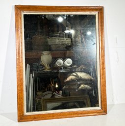 A Vintage Mirror In Pine And Gilt Frame