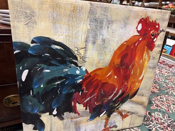 Rooster Painted On Vinyl By Amy Wong