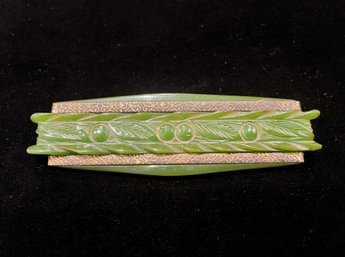 Rare Large Mid Century Olive Green Bakelite Brooch