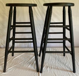 Two Painted Black Stools