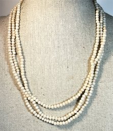 Antique Elongated Angel Skin Pearl Beaded Necklace 52' Long