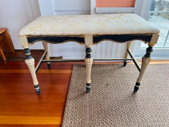 Vintage Reupholstered & Painted Bench