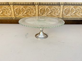 Sterling Silver And Glass Cake Plate