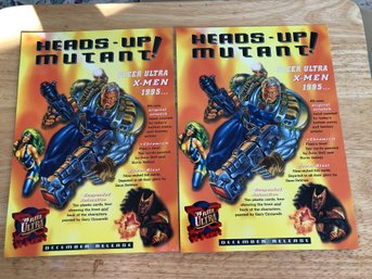 2 95 Fleer Ultra Marvel Comics X-men Promo Trading Cards 7 1/2' X 10 1/2'.   S108