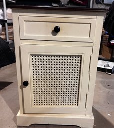 Adorable Wooden White Cabinet With Dark Brown Accents     BSMNT