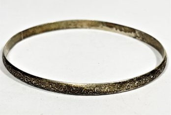 Vintage Sterling Silver Bangle Bracelet Having Scrollwork Design