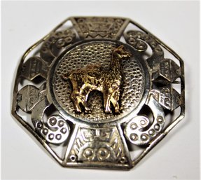 18K Gold & Sterling Silver Peruvian Llama Brooch