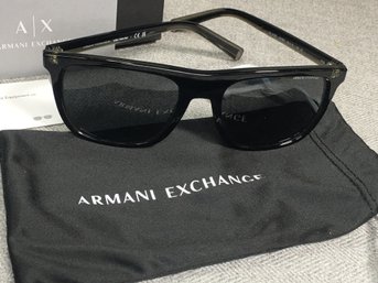Very Nice $299 - GIORGIO ARMANI - Armani Exchange Unisex Clear Charcoal Frame On Black Lenses Sunglasses !