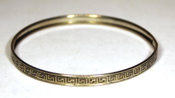 Antique 'greek Key' Design Sterling Silver Bangle Bracelet