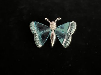 Vintage Swarovski Crystal Blue Butterfly Pin