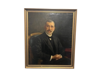 A Fantastic Oil On Canvas - 1800s Style Portrait Of A Gentleman Framed Painting With Gold Leaf Trim