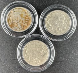 3 Buffalo Nickels 1936, 1936-D, 1936-S