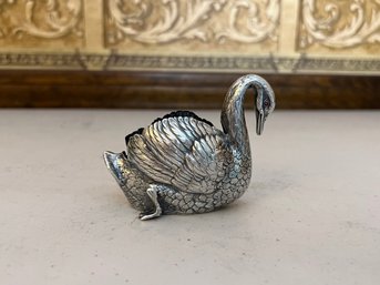 Antique Sterling Silver Swan Open Salt