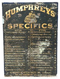 Antique 1890's Humphrey's Specifics Medical / Medicine Metal Sign