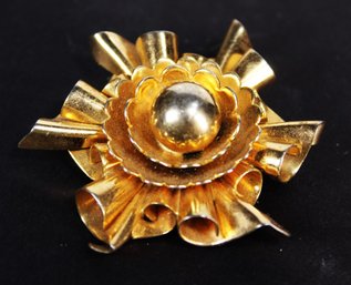 JERAY SIGNED DESIGNER GOLD OVER SILVER RETRO BROOCH VINTAGE