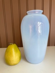 Hand Blown Milky Blue Opalescent Glass Vase