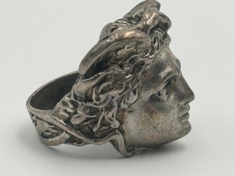 Large Vintage Art Nouveau Style Sterling Silver Figural MEDUSA Ring