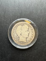 1910 Barber Silver Quarter