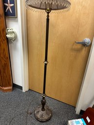 Floor Lamp With Decorative  Brass Base And Pole.