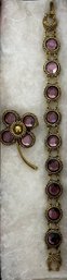Gorgeous Purple Stone Matching Bracelet & Brooch