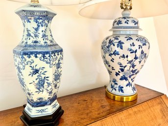 Coordinating Blue & White Table Lamps