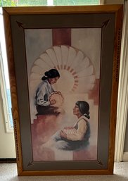 Native American Framed Art Painting By Mary Beagle Dated 1994