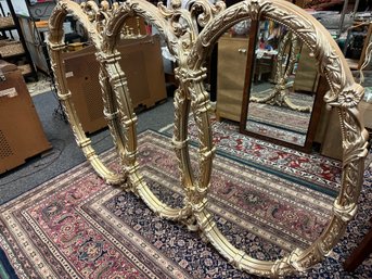 Vintage Hollywood Regency Triple  Oval Intertwined Mirror