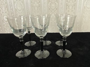 Vintage Luminarc D'Arques Clear Top With Black Stem Wine Glasses