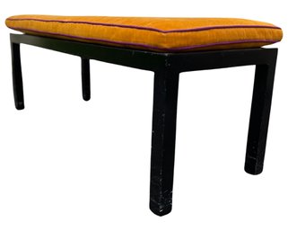 Vintage 1970s Solid Wood Black Lacquered Bench