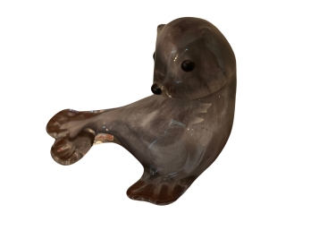 Smoked Grey Art Glass Baby Seal Figurine
