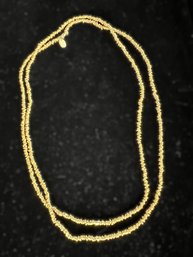 Vintage Ralph Lauren Gold Tone Chip Bead Long Necklace