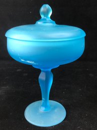 Blue Pedestal Lidded Dish