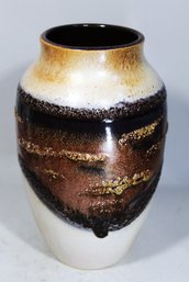 MCM West Germany Art Pottery Vase W Goldstone Glaze