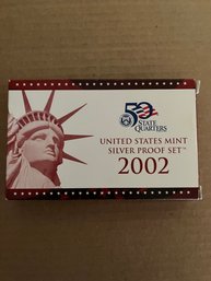 Beautiful 2002 - S U.S. Mint 10 Coin Silver Proof Set With Original Mint Box And COA