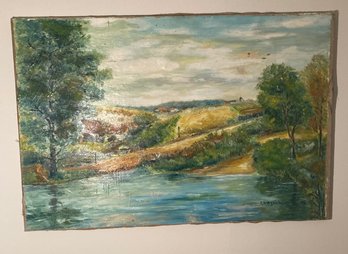 Vintage Signed Oil Painting Landscape