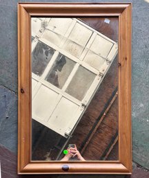 A Pine Framed Beveled Mirror