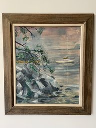 Vintage Seascape Painting Signed