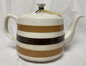 Vintage CARRAGALINE IRELAND Pottery Teapot With Banded Slip Paint