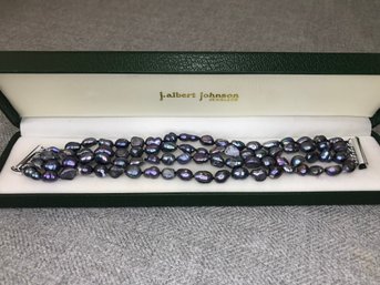 Incredible Quadruple Strand South Sea Pearl Bracelet With Sterling Slide Clasp - Very Pretty Piece - New !