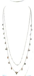 Vintage Goldtone Double-strand Necklace W/ Rhinestone Accent