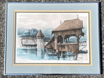 A Vintage Lucerne, Switzerland Lithograph By Rene Villiger