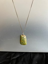 Vintage Unakite Jasper Pendant On 14k GF Chain