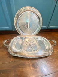 Trio  Of Silver Plate Serving Trays