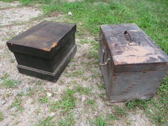 2 Wooden Tool Boxes With Tools