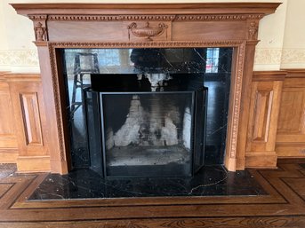 An Elegant Custom Wood Mantel With Federal Style Relief - LR