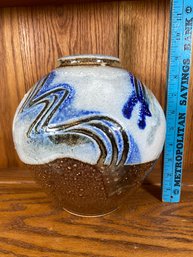 Handmade Signed Decorative Pottery Vase 9.5x8